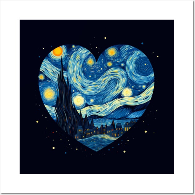 Valentines day, heart, van gogh style, starry night Wall Art by Pattyld